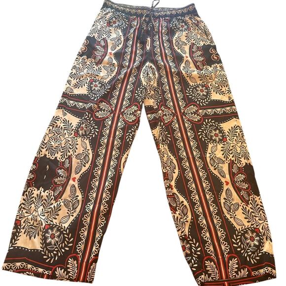 Rachel Zoe Pants - Women’s Wide Leg Printed Palazzo Pants - Black Floral- Medium
